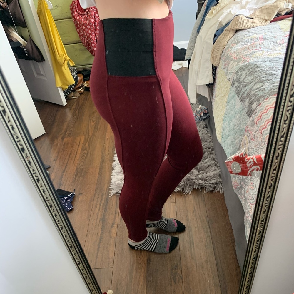 Garnet and black leggings